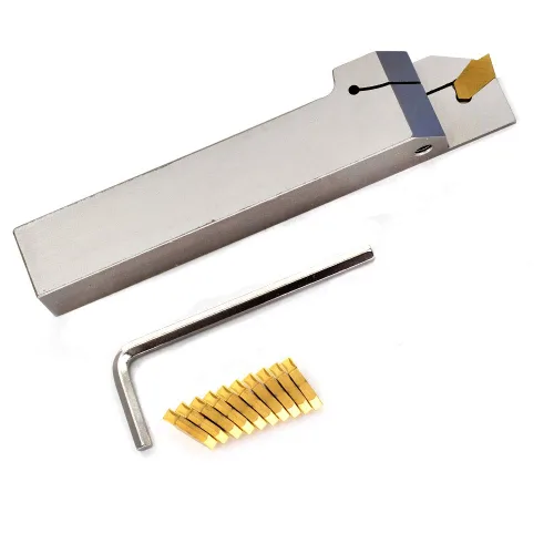 Miniatura 7 de OSCARBIDE 3/4" torno indexable ranurado titular de separación resistente niquelado QA12R-30 herramienta de corte a mano derecha con 10 piezas