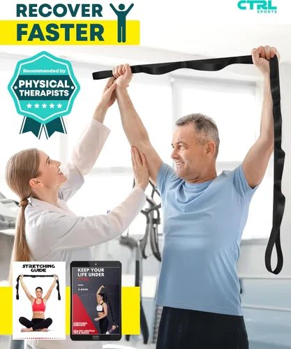 Miniatura 5 de Correa elástica de yoga no elástica con bucles, banda elástica para terapia física, bandas elásticas para ejercicio y flexibilidad, correa elástica