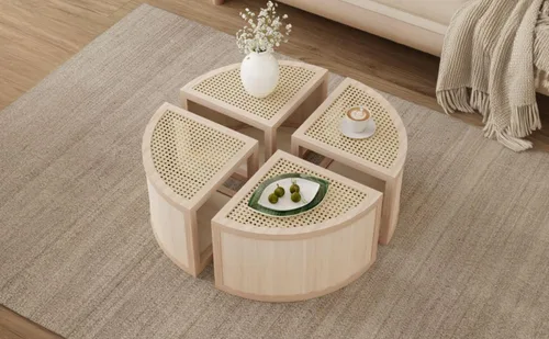 Miniatura 17 de KEVINSPACE Mesa auxiliar negra con borde dorado en la parte inferior, mesa de centro redonda para espacios pequeños, mesa auxiliar de madera mesita