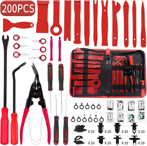 Miniatura 10 de Kit de herramientas de extracción de molduras, 200 piezas, juego de extracción de autorecortes, herramienta de extracción de sujetadores de panel