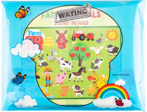 Miniatura 7 de WATINC Juego de tablas de fieltro de animales de granja para niños pequeños, 38 piezas de 3.5 pies de franela preescolar narración de historias
