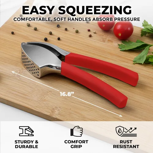 Miniatura 2 de Zulay Kitchen Comfort Grip Prensa de ajos, herramienta para picar ajos, trituradora de ajos, prensa de ajo a prueba de óxido, con mango ergonómico