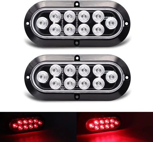 Miniatura 7 de TMH Luz trasera LED ámbar ovalada de 6 pulgadas, montaje en superficie, 10 LED, impermeable, parada, freno, giro, remolque, luces para camión, RV