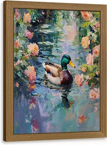 Miniatura 13 de HLXRAE Divertido arte de pared con diseño de pato, lindo animal de granja, decoración de pared de baño de 8 x 10 pulgadas
