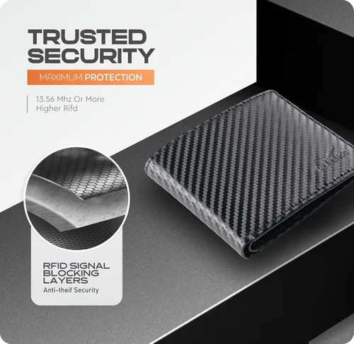 Miniatura 5 de Cartera para hombre Cartera delgada de piel auténtica con RFID Regalo para hombres empaquetado en elegante caja de regalo