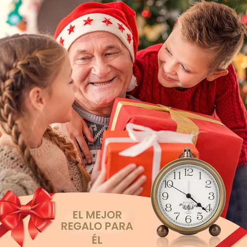 Miniatura 5 de Maxspace Reloj de mesa de metal dorado, retro vintage sin tictac, pequeño reloj despertador, funciona con pilas, movimiento de cuarzo silencioso