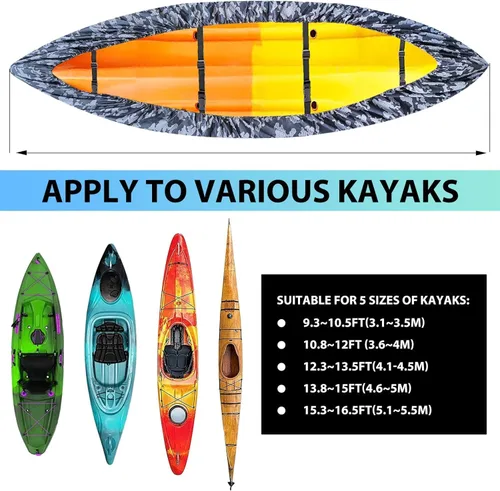 Miniatura 3 de Fundas impermeables para kayak de 10 a 16 pies para almacenamiento al aire libre, accesorios de cubierta de canoa, cubierta de lancha Oxford