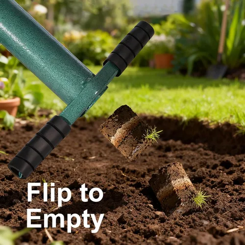 Miniatura 5 de Rondauno Sod Plugger Plantador de Bulbos Herramienta de Plantación, Fácil de Ensamblar Transplantador de Jardín con Base Dentada para Plantar