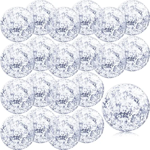 Zhanmai 20 mini bolas de playa con purpurina de 8 pulgadas a granel, inflables transparentes para piscina, pelota de playa para fiestas de verano,