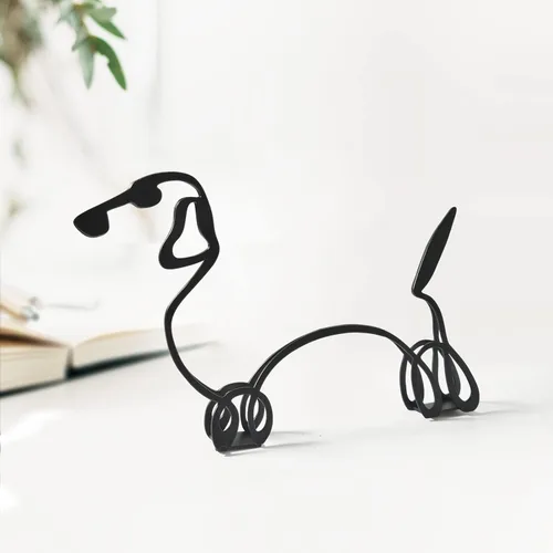 Miniatura 7 de Escultura de pared de arte minimalista para perro, alambre de metal abstracto, línea geométrica, dibujo, estatua de arte (Beagle)