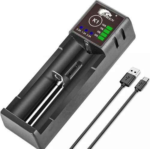 IMREN Cargador de Batería 18650 de Una Sola Ranura, Cargador de Iones de Litio de 3.7V para Baterías 18650 18500 18350 20700 21700 26650, Baterías