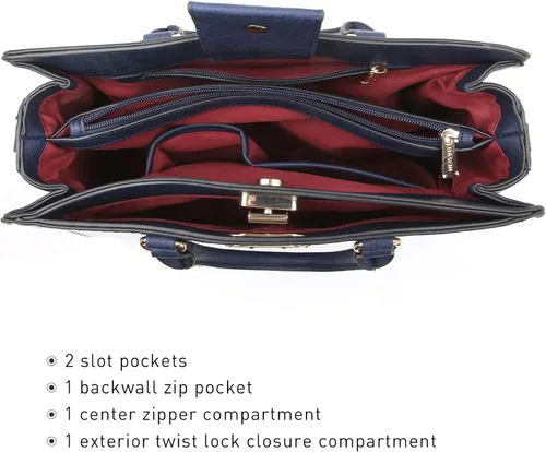 Miniatura 4 de Dasein Bolsos de mano para mujer bolsos de mano con asa superior bolsos de trabajo bolsos de hombro con embrague a juego juego de 2 piezas