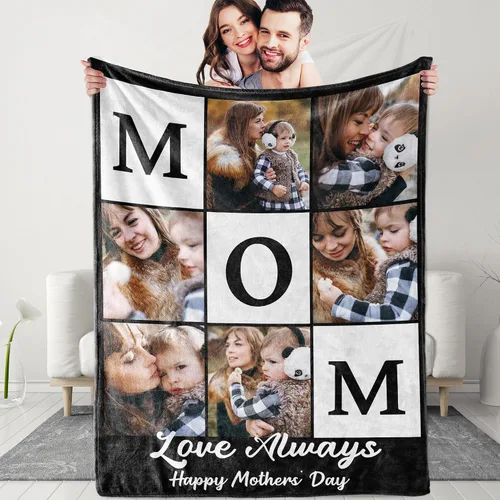 Miniatura 23 de Manta personalizada con texto fotográfico: manta personalizada de 1 imagen, manta de cumpleaños, aniversario, boda, Navidad, regalos para parejas