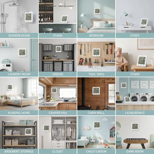 Miniatura 8 de Reloj de ducha digital, reloj temporizador de baño, resistente al agua para rociar agua, alarma de cuenta regresiva, temporizador de pantalla