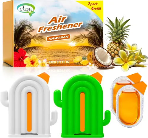 Miniatura 8 de Ambientador para el hogar, paquete de 2, 2 recargas, aroma de eucalipto, eliminador de olores, hasta 120 días, ambientador en forma de cactus