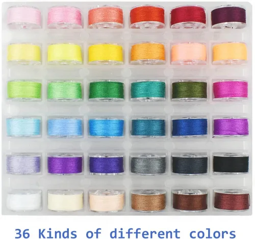 Miniatura 5 de 36 piezas de bobinas e hilos de coser preenrollados con estuche de plástico de almacenamiento, juego de hilos de coser de colores surtidos