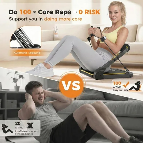 Miniatura 2 de ZIWWVY Máquina de abdominales plegable, banco ajustable para gimnasio en casa, capacidad de 300 libras, equipo de entrenamiento portátil