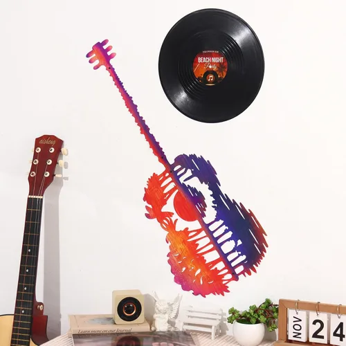 Miniatura 6 de KOYILTD Decoración de pared de metal rústico Music Is What Feelings Sound Like Guitar Pick Escultura de pared de guitarra, arte de pared de guitarra