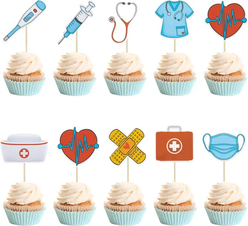 Gyufise 36 piezas de decoración de cupcakes para enfermera, escuela de enfermería, graduación, cupcakes para médicos, enfermeras, graduados, fiestas