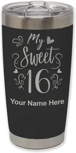 Miniatura 12 de LaserGram Taza aislada al vacío de 20 onzas, My Sweet 16, grabado personalizado incluido (gris)