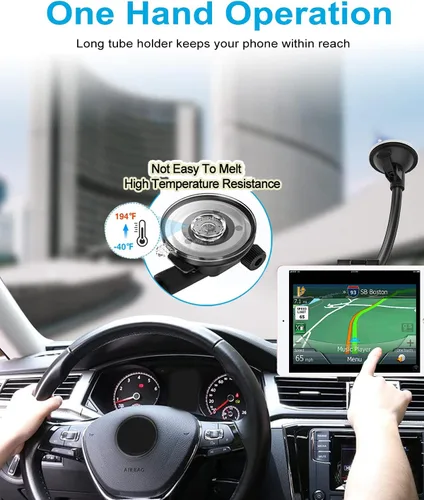 Miniatura 3 de Soporte para tablet para parabrisas de automóvil, ventana de coche/camión, con ventosa de brazo largo, compatible con iPad Pro/Air/Mini, Galaxy