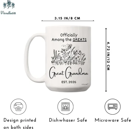 Miniatura 3 de Vivulla68 Taza de café con texto en inglés «Great Grandma – Regalos para la nueva abuela, taza de anuncio de embarazo 2026, «You're Going to Be