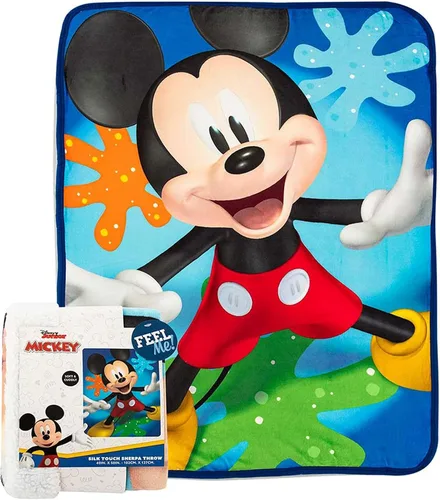 Miniatura 6 de Northwest - Manta Sherpa de Mickey Mouse de tacto de seda, 60" x 80", Buddies Rule
