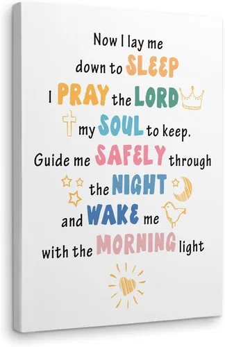 Miniatura 10 de Bedtime Prayer Now I Lay Me Down to Sleep - Lienzo enmarcado para decoración de pared de 11 x 14 pulgadas, decoración de pared para iglesia, escuela