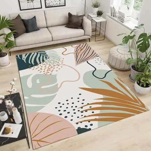 Miniatura 13 de Alfombra minimalista de lujo con diseño geométrico para sala de estar, alfombra moderna con estampado de mármol rosa dorado, alfombra rectangular
