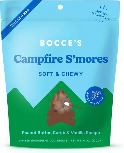 Bocce's Bakery Campfire S'Mores Golosinas para Perros, golosinas diarias sin trigo, hechas con ingredientes reales, horneadas en EE.UU., galletas