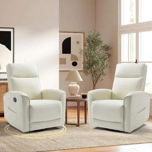 Miniatura 18 de HAOMARKETS Silla reclinable basculante giratoria, sillón reclinable manual de imitación de cuero para adultos, sofá reclinable para cuarto del bebé