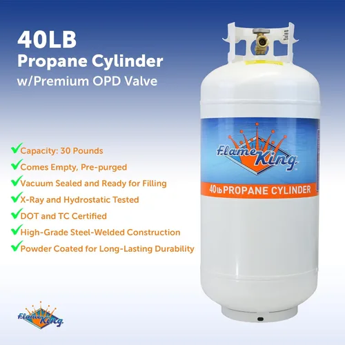 Miniatura 3 de Flame King YSN401b - Cilindro de tanque de propano de acero de 40 libras con válvula OPD, color blanco