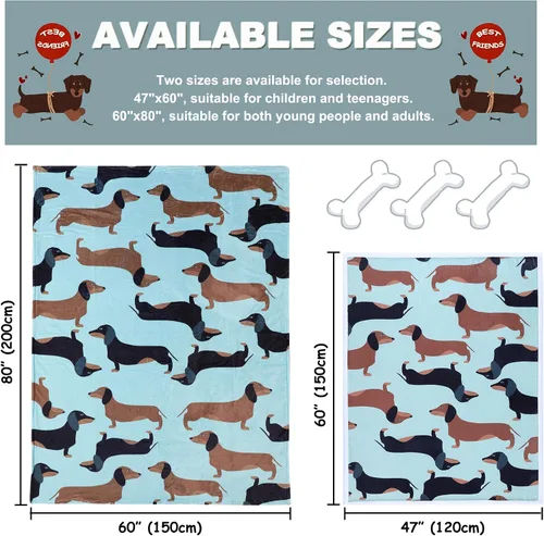Miniatura 3 de Manta de perro salchicha Weiner, manta de perro salchicha con texto en inglés "I Love Dachshunds" para adultos, regalo súper suave para los amantes