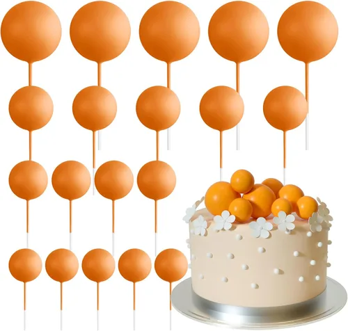 Miniatura 10 de ASTARON 20 piezas de decoración de bolas para pastel, mini globos, decoración de pastel con palos, bolas de pastel plateadas para graduación, boda