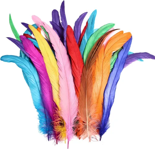 Miniatura 11 de iHUFeather Plumas de cola de gallo naturales, 50 plumas de cola de gallo de 10 a 12 pulgadas de largo, a granel para manualidades, disfraces
