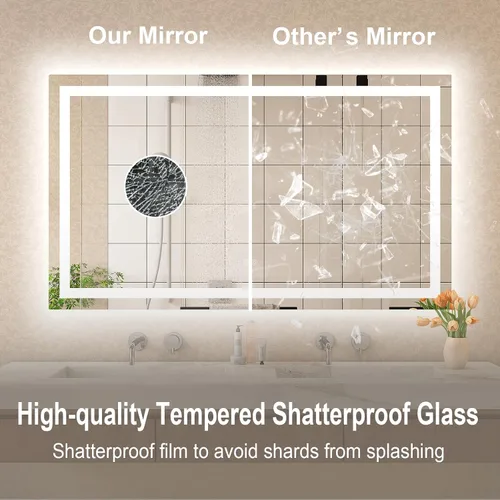 Miniatura 6 de Espejo LED para baño de 20 x 28 pulgadas, espejos de tocador de baño iluminados con luces, espejo antivaho más brillante con iluminación frontal