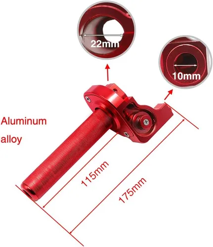 Miniatura 3 de Agarre del acelerador para motocicleta de 7/8 pulgadas, 0.866 in, torcida rápida de aluminio CNC con cable de acelerador y agarre para manillar Rojo
