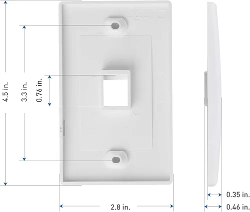 Miniatura 7 de [UL Listed] Cable Matters - Placa de pared en blanco para toma trapezoidal, Blanco