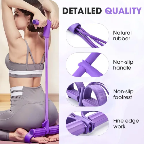 Miniatura 3 de Bandas de resistencia con asas, 21 bandas de resistencia de fitness, 4 tubos de pedal de tobillo bandas de estiramiento para entrenamientos de Rojo