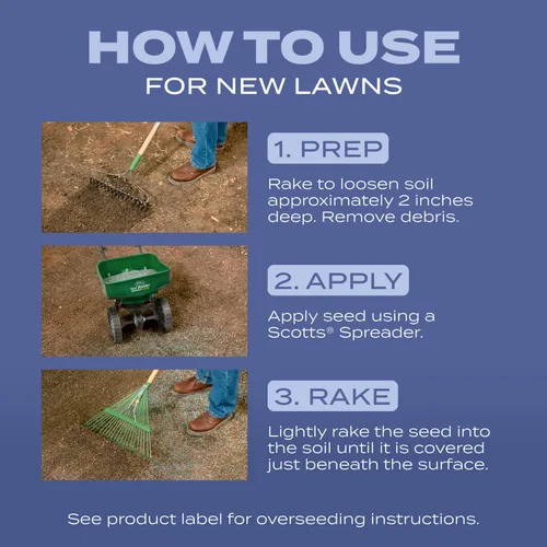 Miniatura 9 de Scotts Turf Builder Semillas de césped resistentes al calor, variedad Blue Mix para céspedes de festuca alta con fertilizante y mejorador de suelo