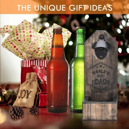 Miniatura 7 de Regalos de Navidad para papá de hija e hijo, abridor de botellas de cerveza montado en la pared, regalos de cumpleaños únicos para papá, padrastros