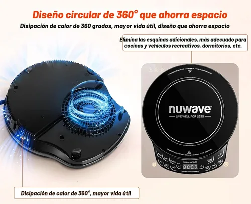 Miniatura 4 de Nuwave - Flex Precision - Placa de cocción de inducción, 10.25” de vidrio cerámico a prueba de roturas, bobina de calentamiento de 6.5 pulgadas, 45