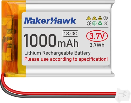 MakerHawk Batería Lipo de 3.7V 1000mAh 803040 Batería recargable de polímero de litio con micro PH1.25 Conector Circuito de protección integrado
