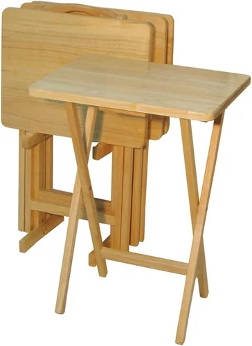Casual Home Juego de mesa de bandejas 660-40, natural, 14.75 x 19 x 25.5 pulgadas, 5 piezas