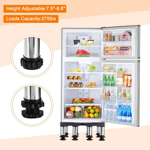 Miniatura 2 de PATIKIL Mini soporte para nevera, 8 pies fuertes, base de soporte de lavandería, bandeja de base ajustable multifuncional, antivibración