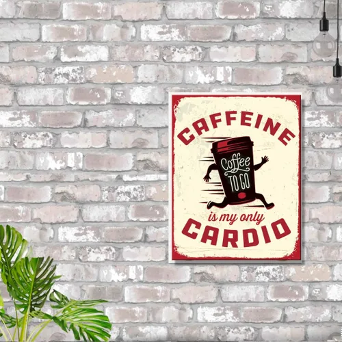 Miniatura 4 de Desperate Enterprises Cartel de lata con texto en inglés «Caffeine Is My Only Cardio – Carteles divertidos – Letreros de metal vintage nostálgicos