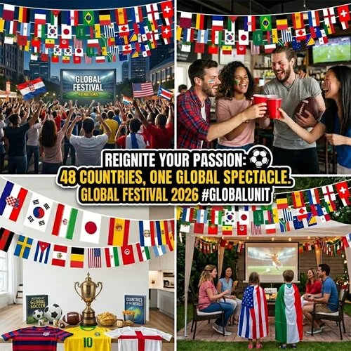 Miniatura 3 de Bandera de la Copa del Mundo 2026, banderín internacional de 48 países, torneo de fútbol nacional para bar deportivo, club, jardín en casa