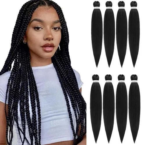 Miniatura 11 de Cabello trenzado preestirado - 12 pulgadas, 8 paquetes, cabello trenzado corto natural negro para trenzas torcidas o en caja, extensiones de cabello