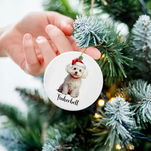 Miniatura 5 de Bichon Frise - Adorno de cerámica de Navidad 2025, adornos personalizados de Bichon Frise regalos para los amantes de los perros, bonito adorno