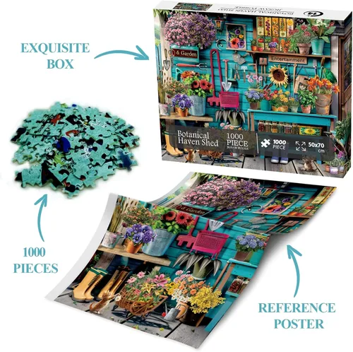 Miniatura 3 de Rompecabezas de jardín de plantas de flores de 1000 piezas para adultos, rompecabezas de jardín natural de primavera, rompecabezas de cabina